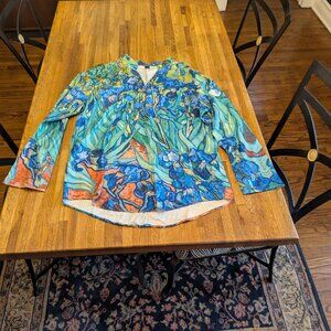 Beautiful Iris Long Sleeved Silky Women's Blouse 2XL